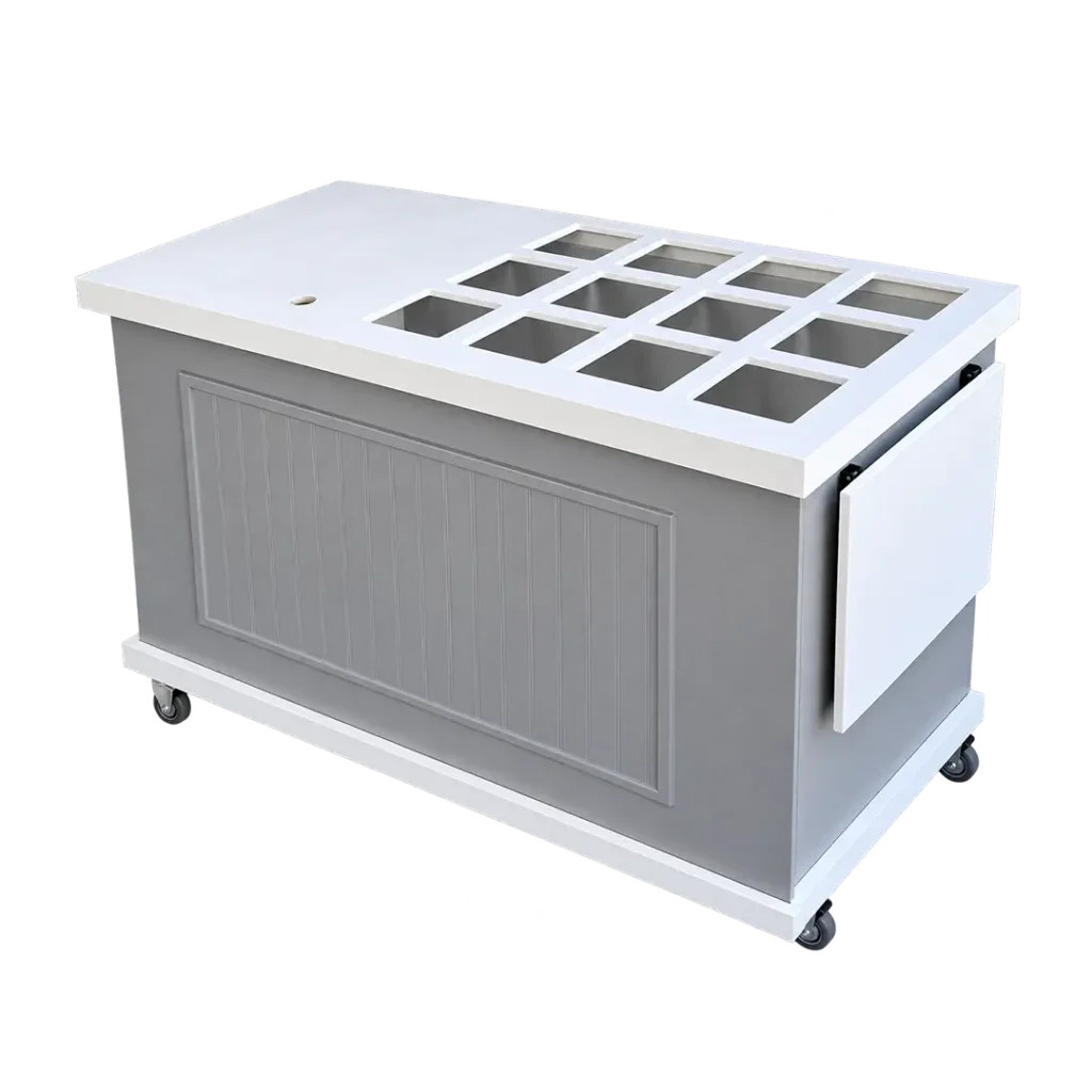 White Extendable Food Vendor Cart